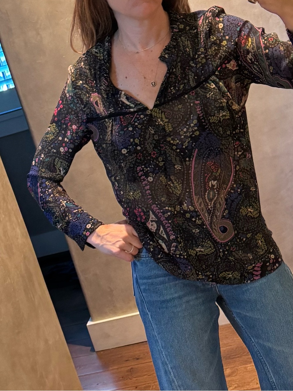 Sheer Dolan long sleeve blouse